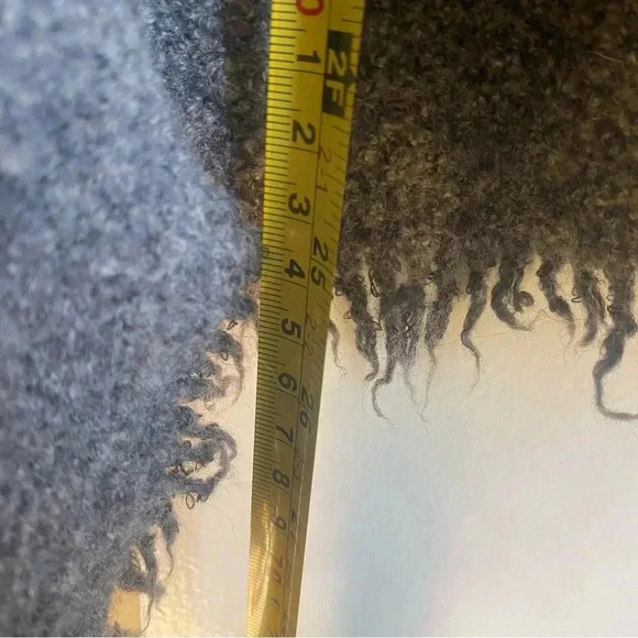 J. Jill Merino Wool Gray cardigan sweater Size L Fringe Hem Open Front Cozy - Picture 6 of 6